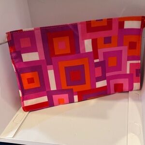 Clinique Geometric Pink and Orange make up bag